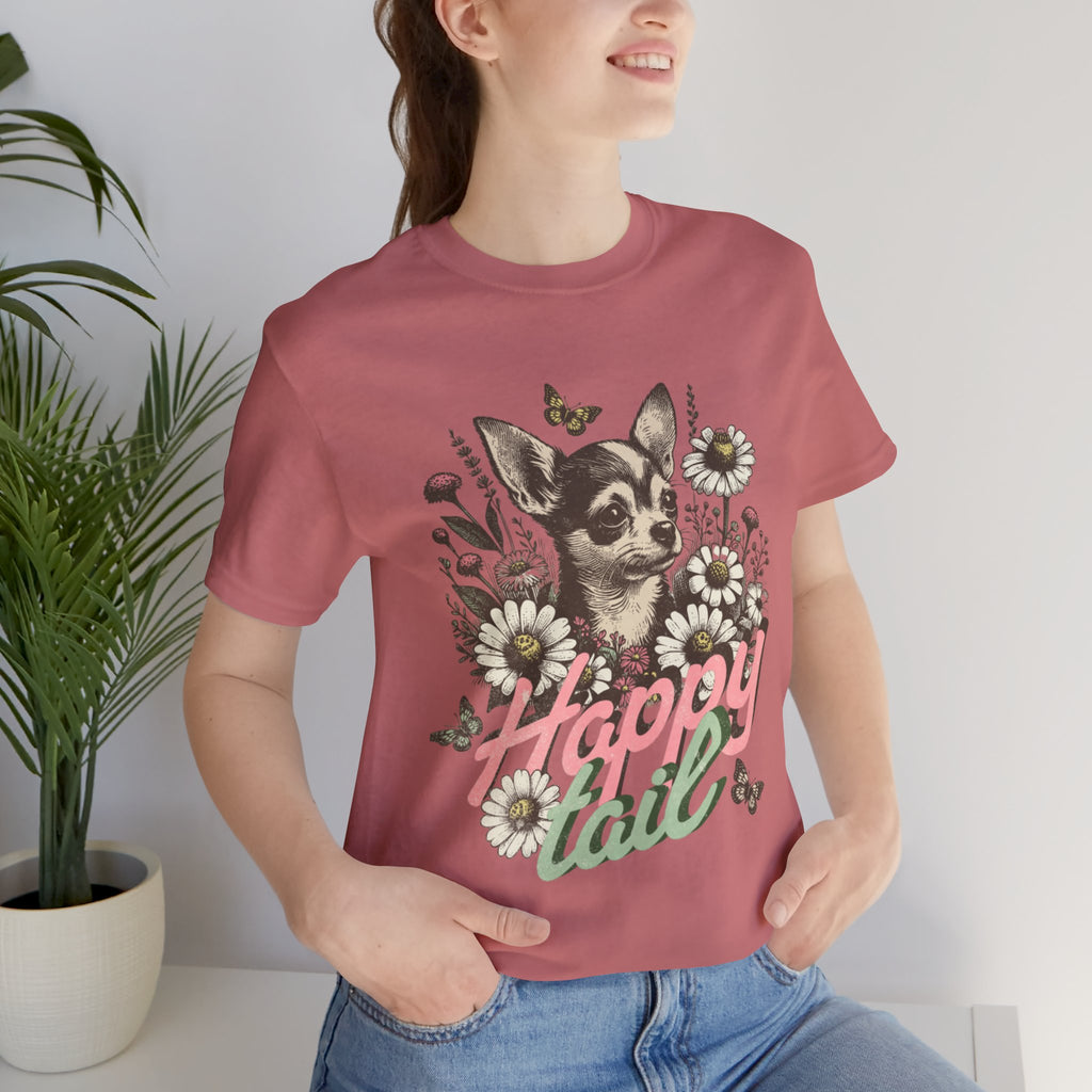 Happy Tail Chihuahua T-Shirt — Floral Dog Graphic Tee