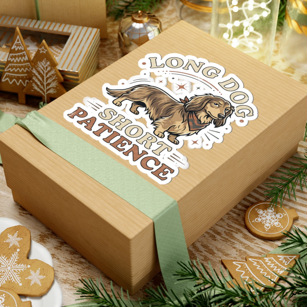 Long Dog Short Patience Sticker — Dachshund Kiss-Cut Vinyl Sticker