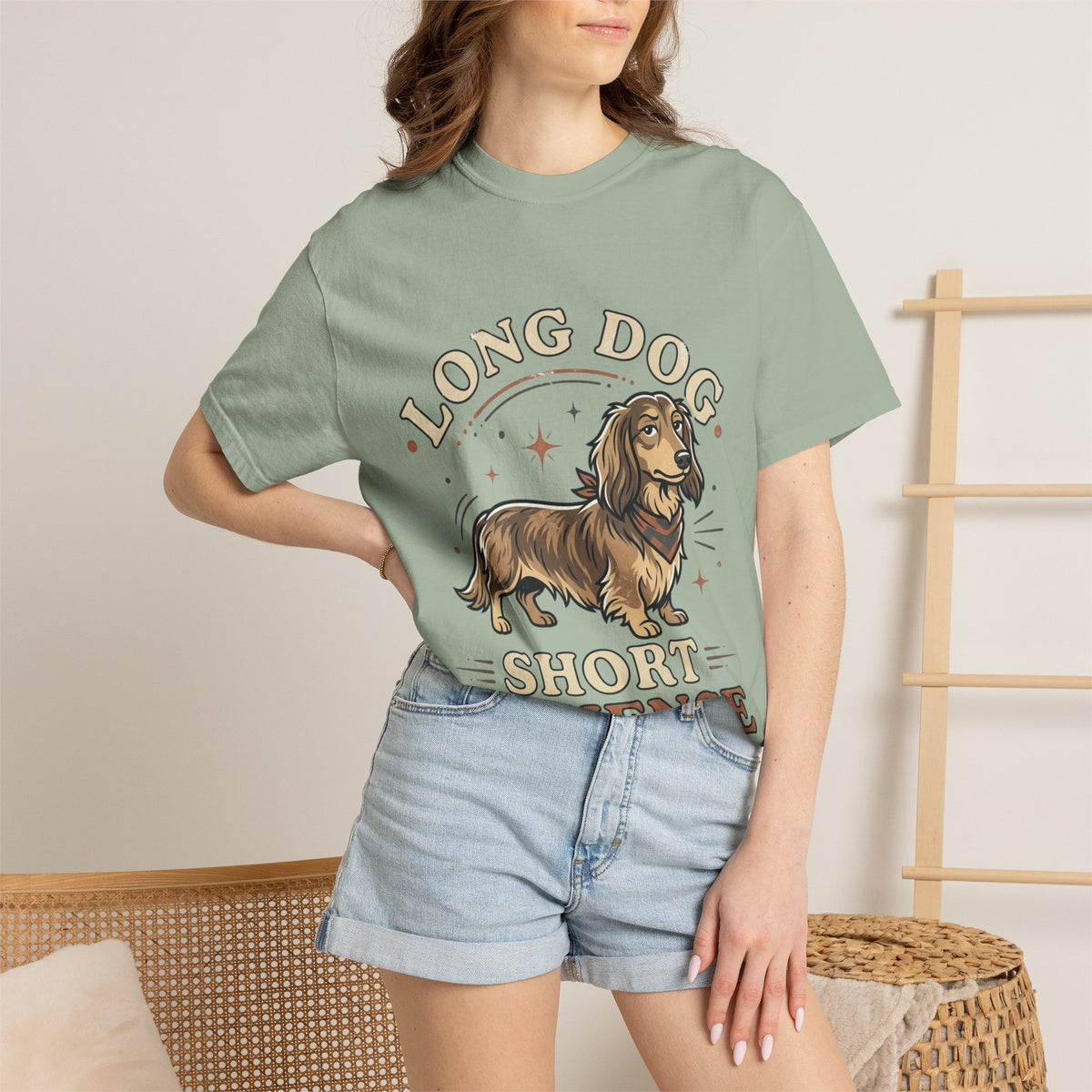 Dachshund Tee — "Long Dog, Short Patience" Graphic T-Shirt