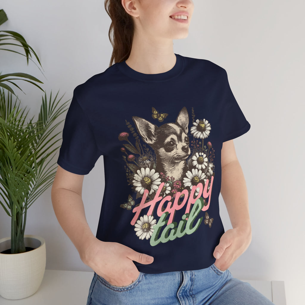 Happy Tail Chihuahua T-Shirt — Floral Dog Graphic Tee