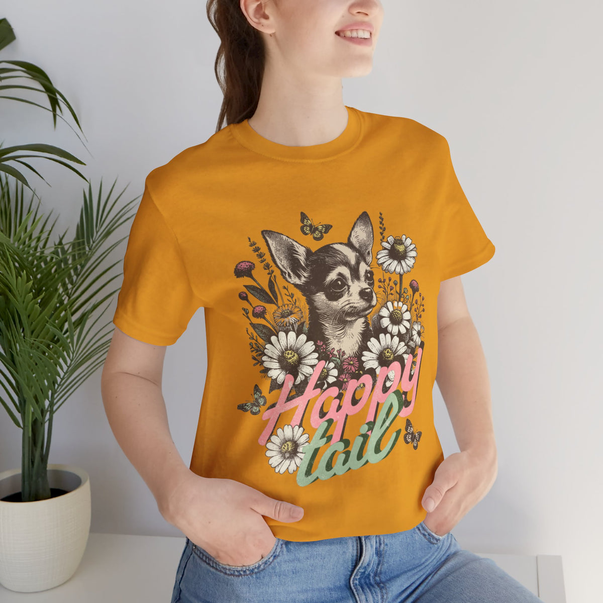 Happy Tail Chihuahua T-Shirt — Floral Dog Graphic Tee