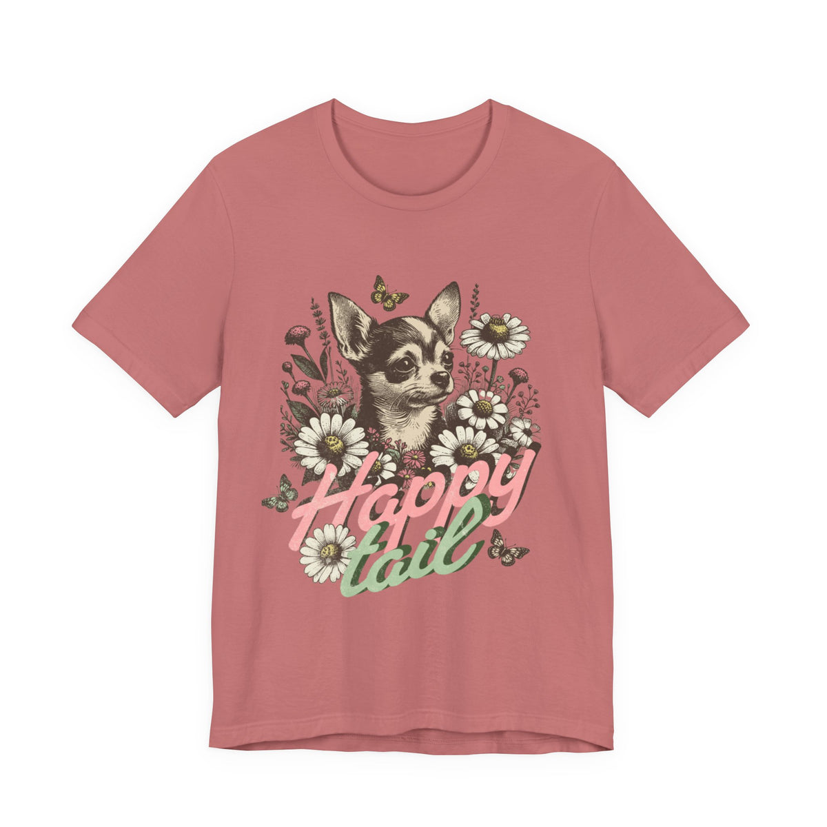Happy Tail Chihuahua T-Shirt — Floral Dog Graphic Tee
