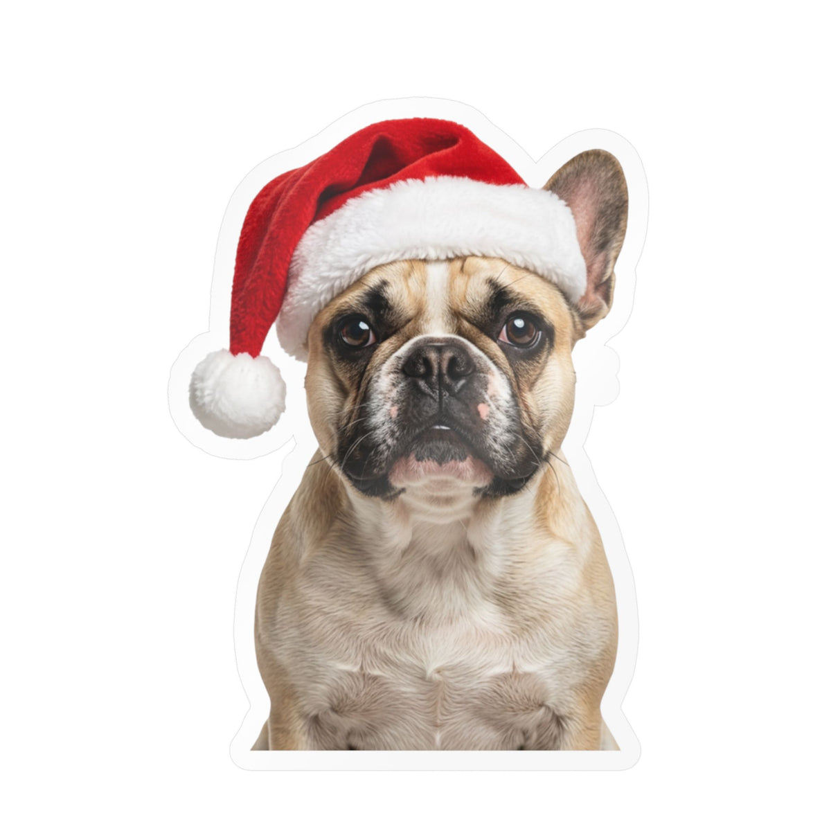 Personalized Dog Christmas Sticker — Santa Hat Kiss-Cut Vinyl Decal