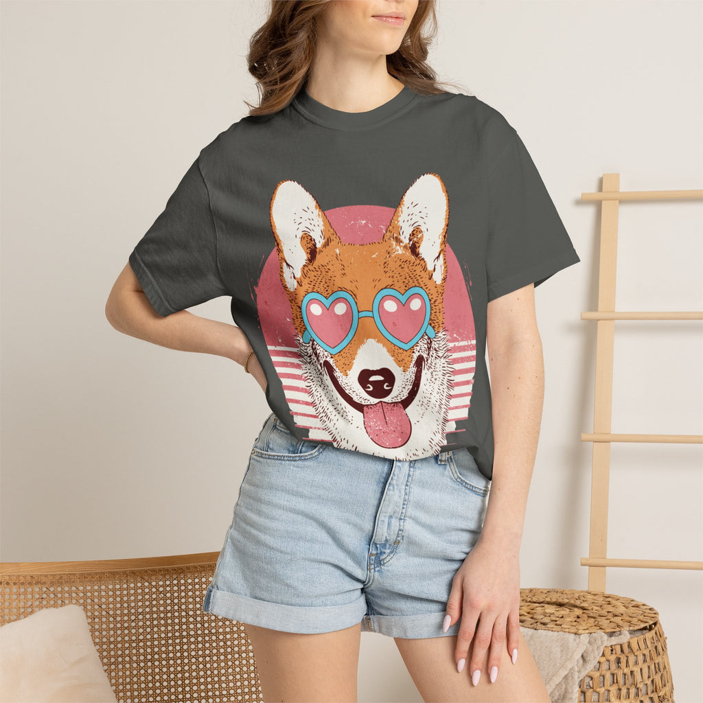 Corgi Heart Sunglasses T-Shirt — Retro Cute Dog Graphic Tee