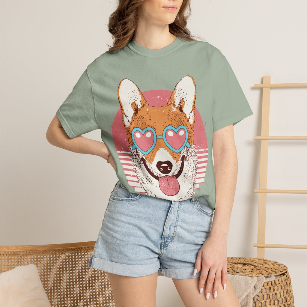 Corgi Heart Sunglasses T-Shirt — Retro Cute Dog Graphic Tee
