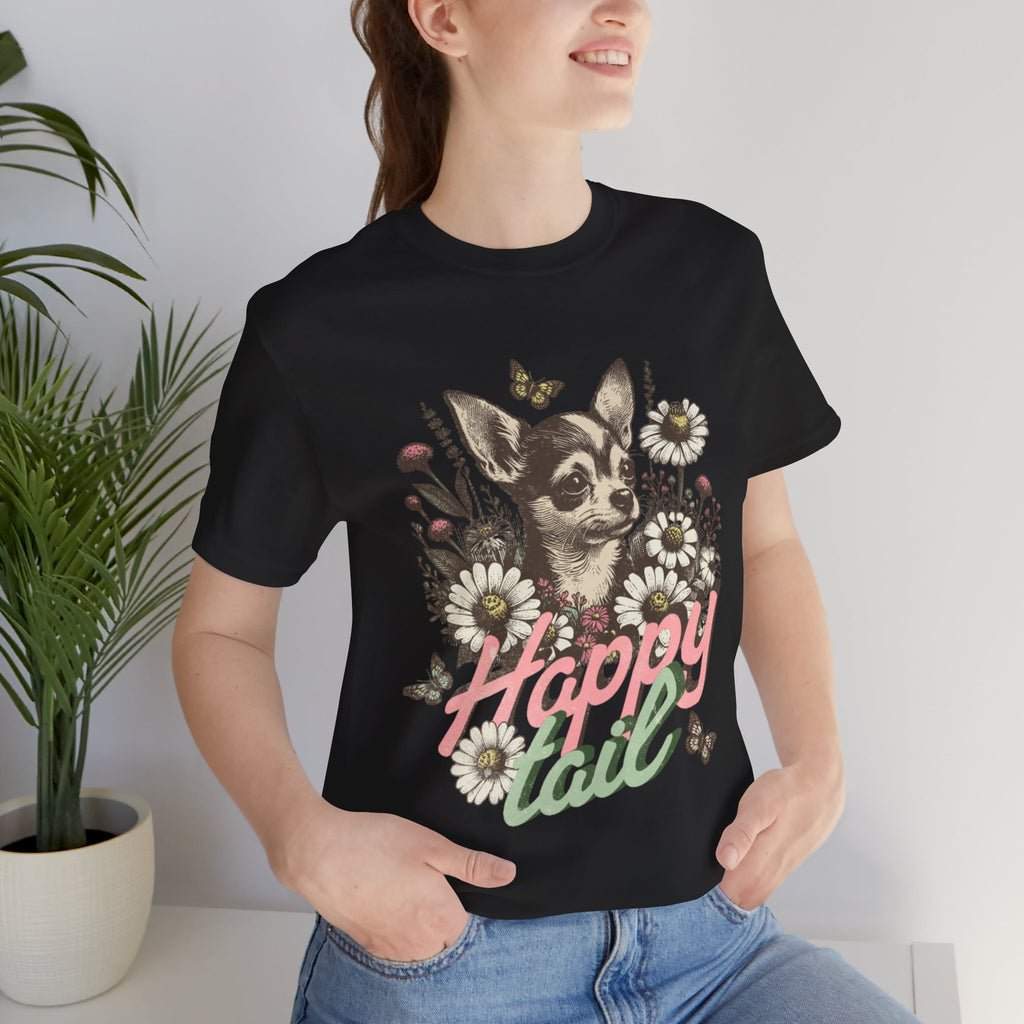Happy Tail Chihuahua T-Shirt — Floral Dog Graphic Tee