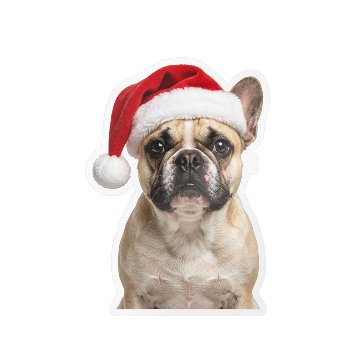 Personalized Dog Christmas Sticker — Santa Hat Kiss-Cut Vinyl Decal