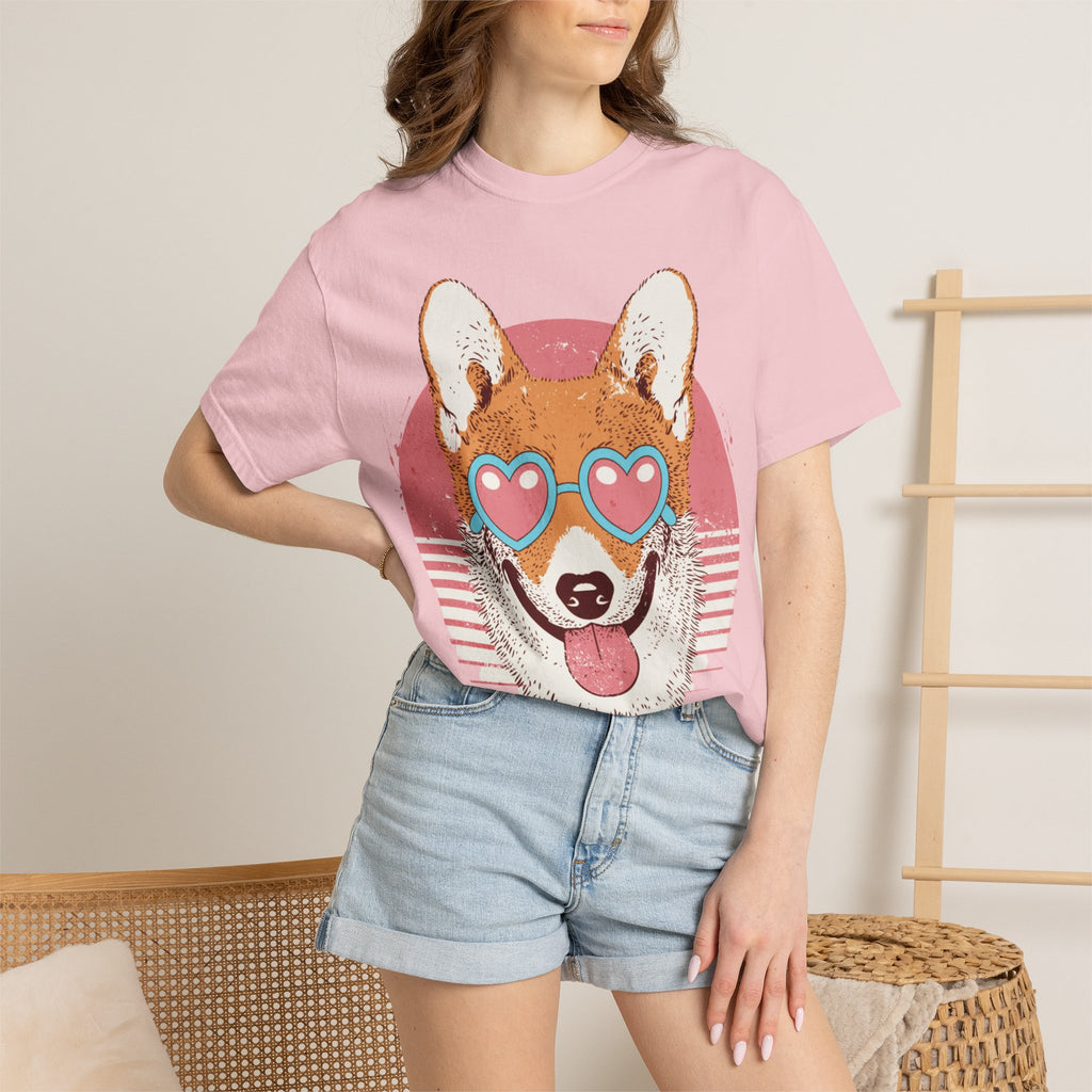 Corgi Heart Sunglasses T-Shirt — Retro Cute Dog Graphic Tee