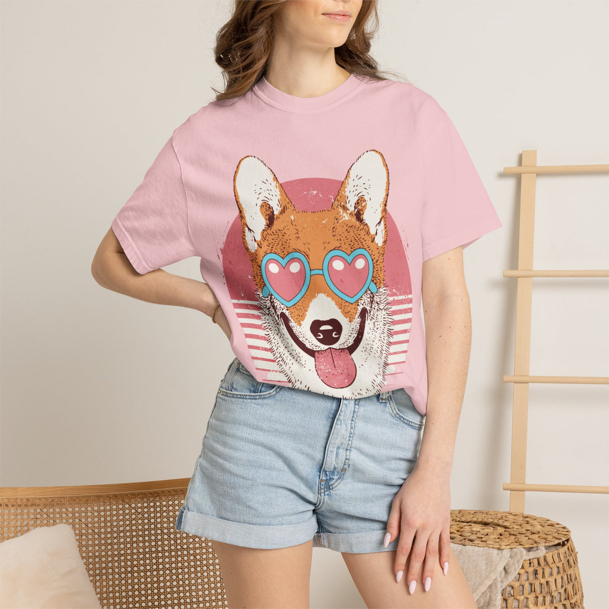 Corgi Heart Sunglasses T-Shirt — Retro Cute Dog Graphic Tee
