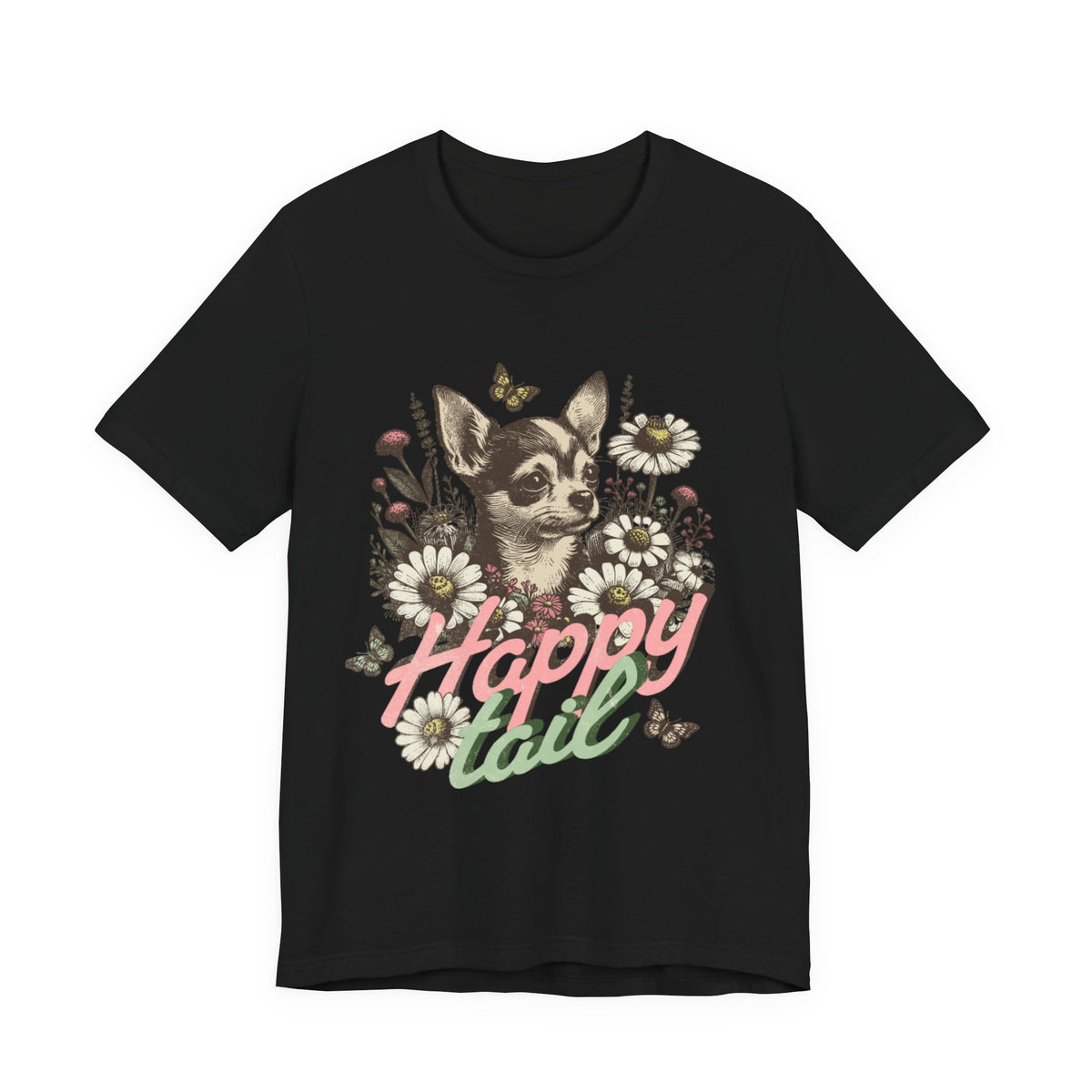 Happy Tail Chihuahua T-Shirt — Floral Dog Graphic Tee