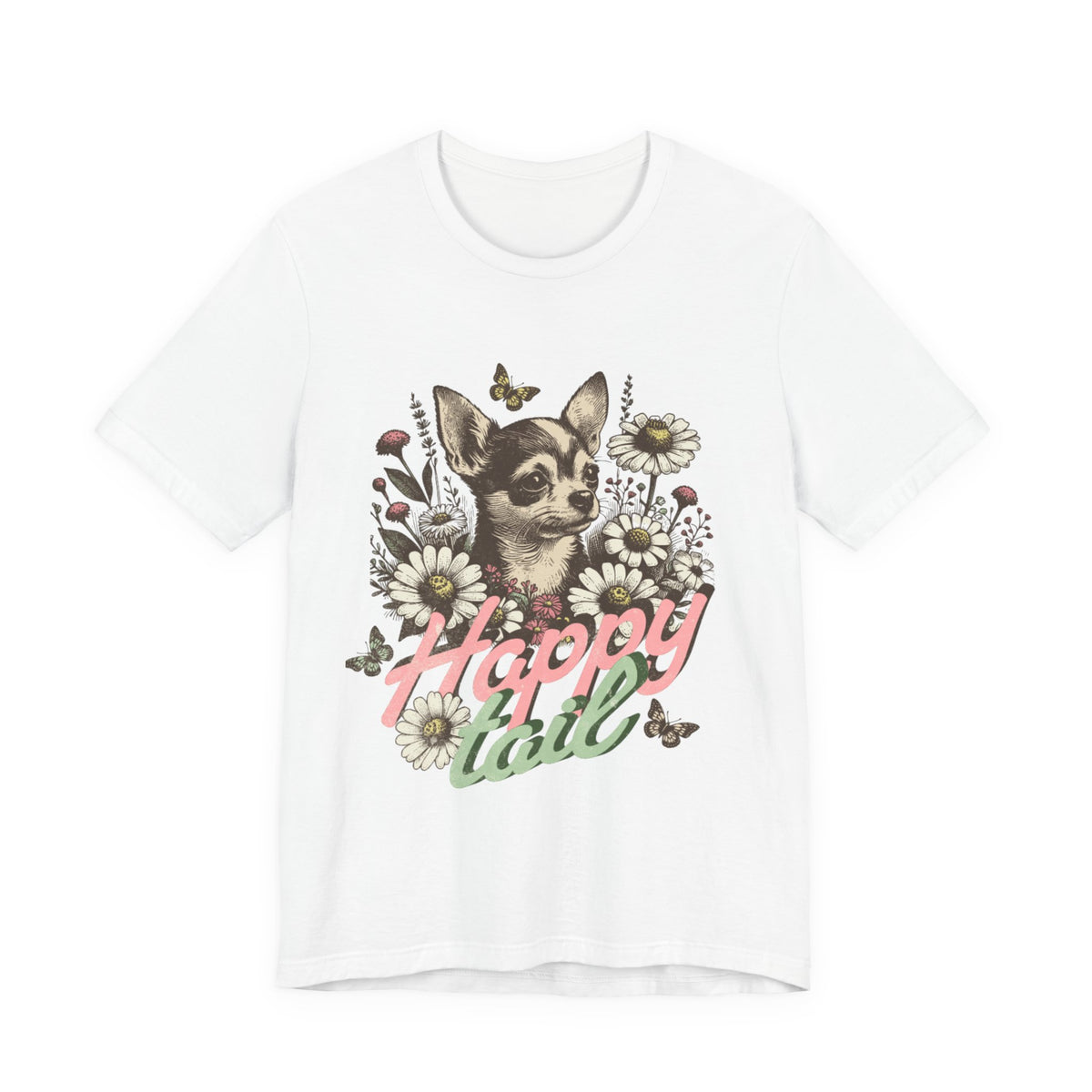 Happy Tail Chihuahua T-Shirt — Floral Dog Graphic Tee