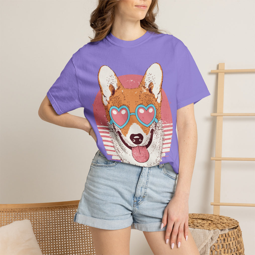 Corgi Heart Sunglasses T-Shirt — Retro Cute Dog Graphic Tee
