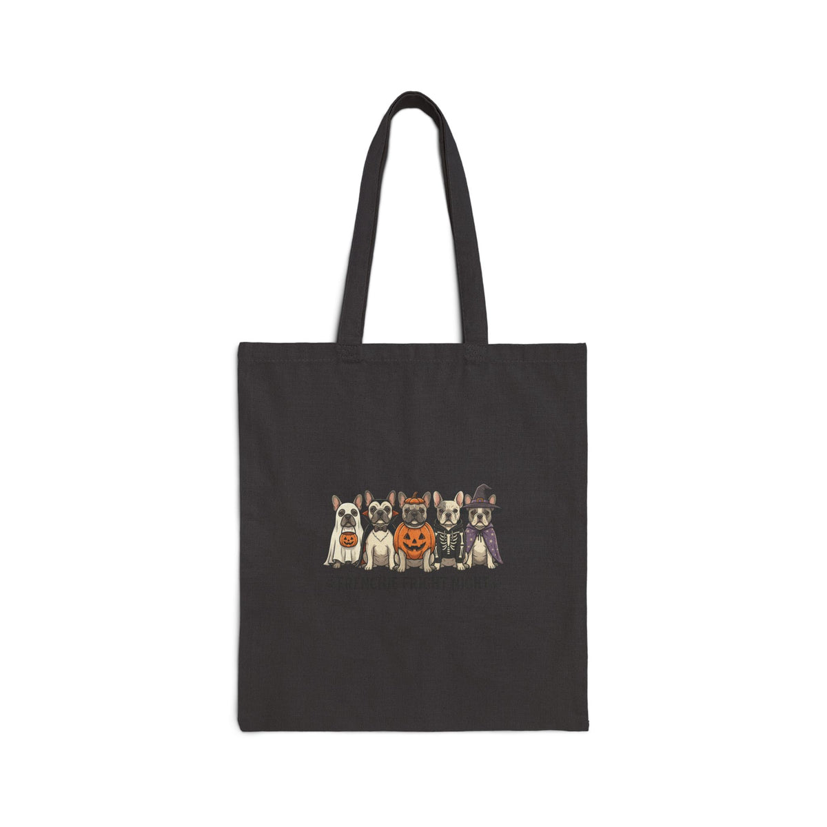 Frenchie Fright Night tote bag | Halloween dog pumpkins, spooky French bulldog canvas