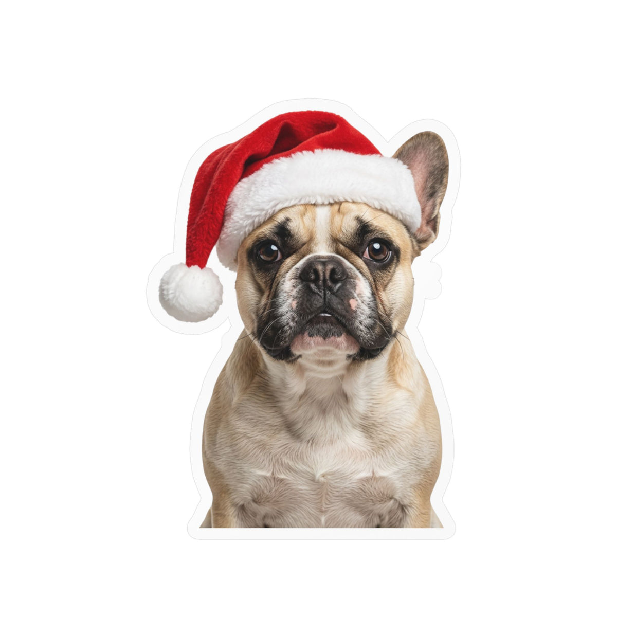 Personalized Dog Christmas Sticker — Santa Hat Kiss-Cut Vinyl Decal