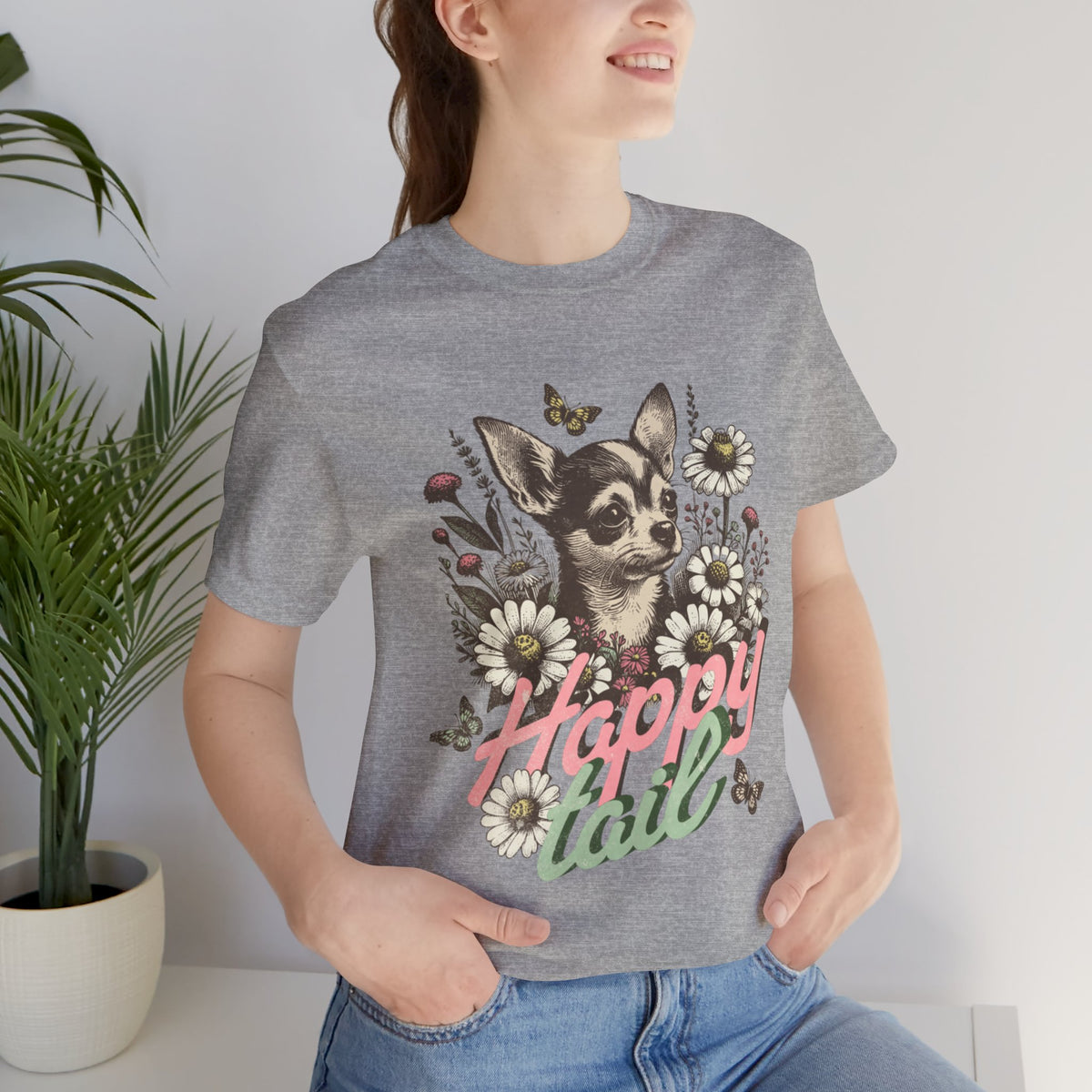 Happy Tail Chihuahua T-Shirt — Floral Dog Graphic Tee