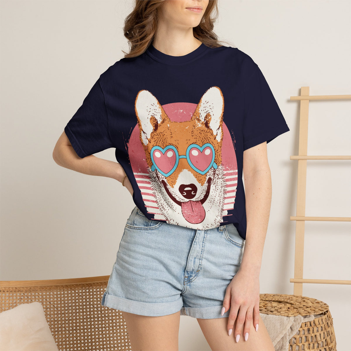 Corgi Heart Sunglasses T-Shirt — Retro Cute Dog Graphic Tee