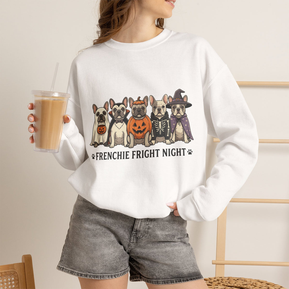 Frenchie Fright Night Sweatshirt | Halloween Dog Costume Crewneck