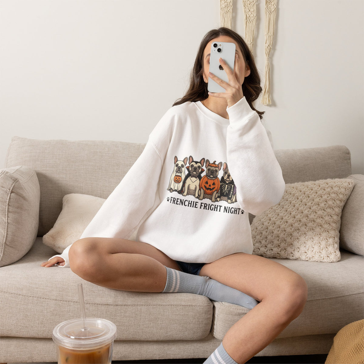 Frenchie Fright Night Sweatshirt | Halloween Dog Costume Crewneck