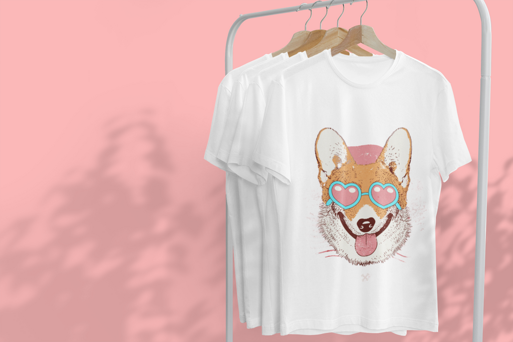 Corgi Heart Sunglasses T-Shirt — Retro Cute Dog Graphic Tee