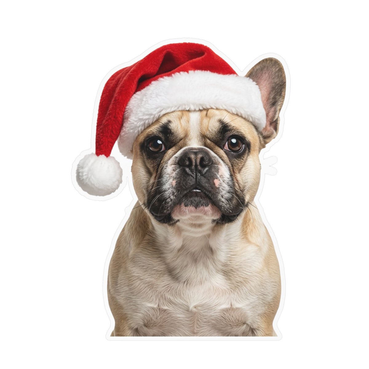 Personalized Dog Christmas Sticker — Santa Hat Kiss-Cut Vinyl Decal