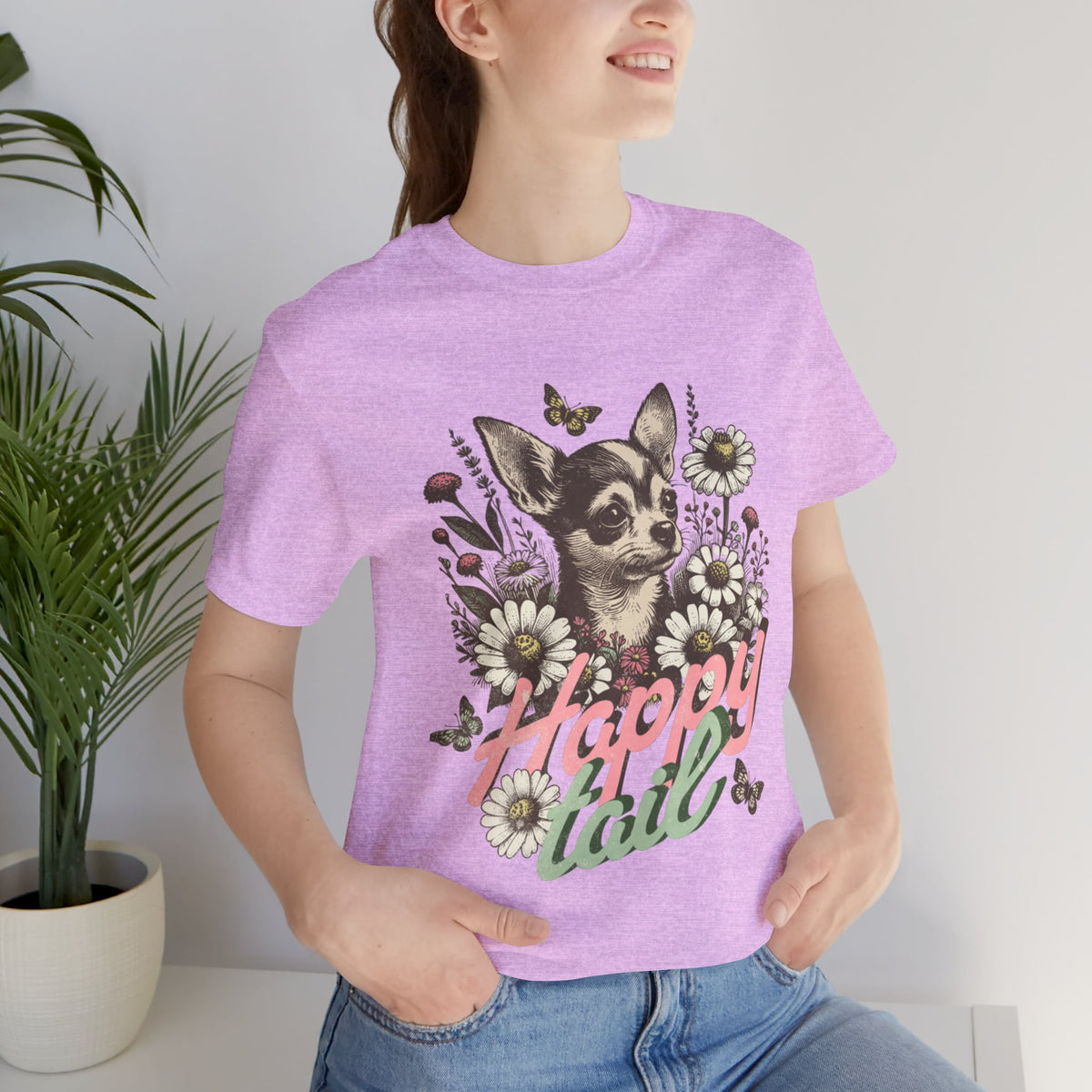 Happy Tail Chihuahua T-Shirt — Floral Dog Graphic Tee