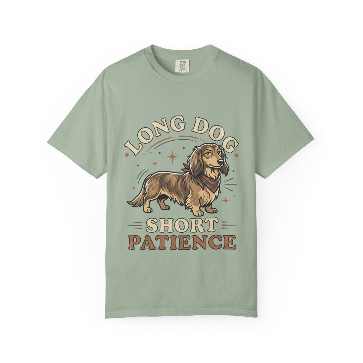 Dachshund Tee — "Long Dog, Short Patience" Graphic T-Shirt