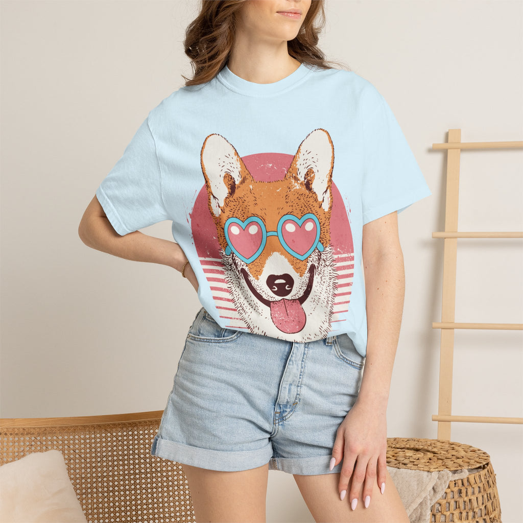 Corgi Heart Sunglasses T-Shirt — Retro Cute Dog Graphic Tee