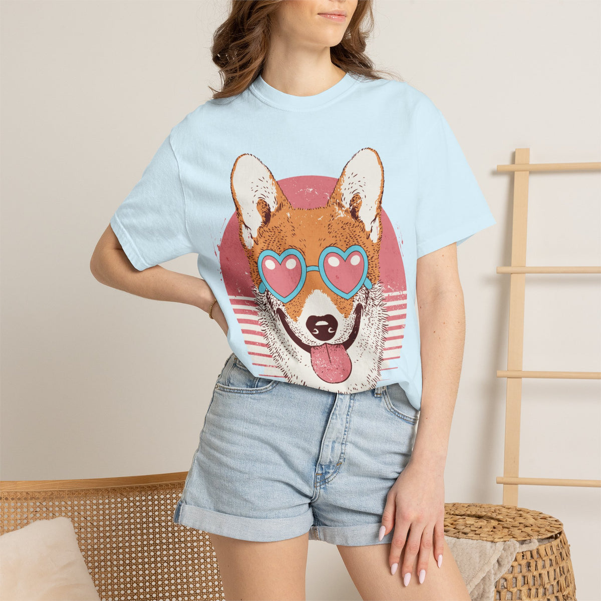 Corgi Heart Sunglasses T-Shirt — Retro Cute Dog Graphic Tee