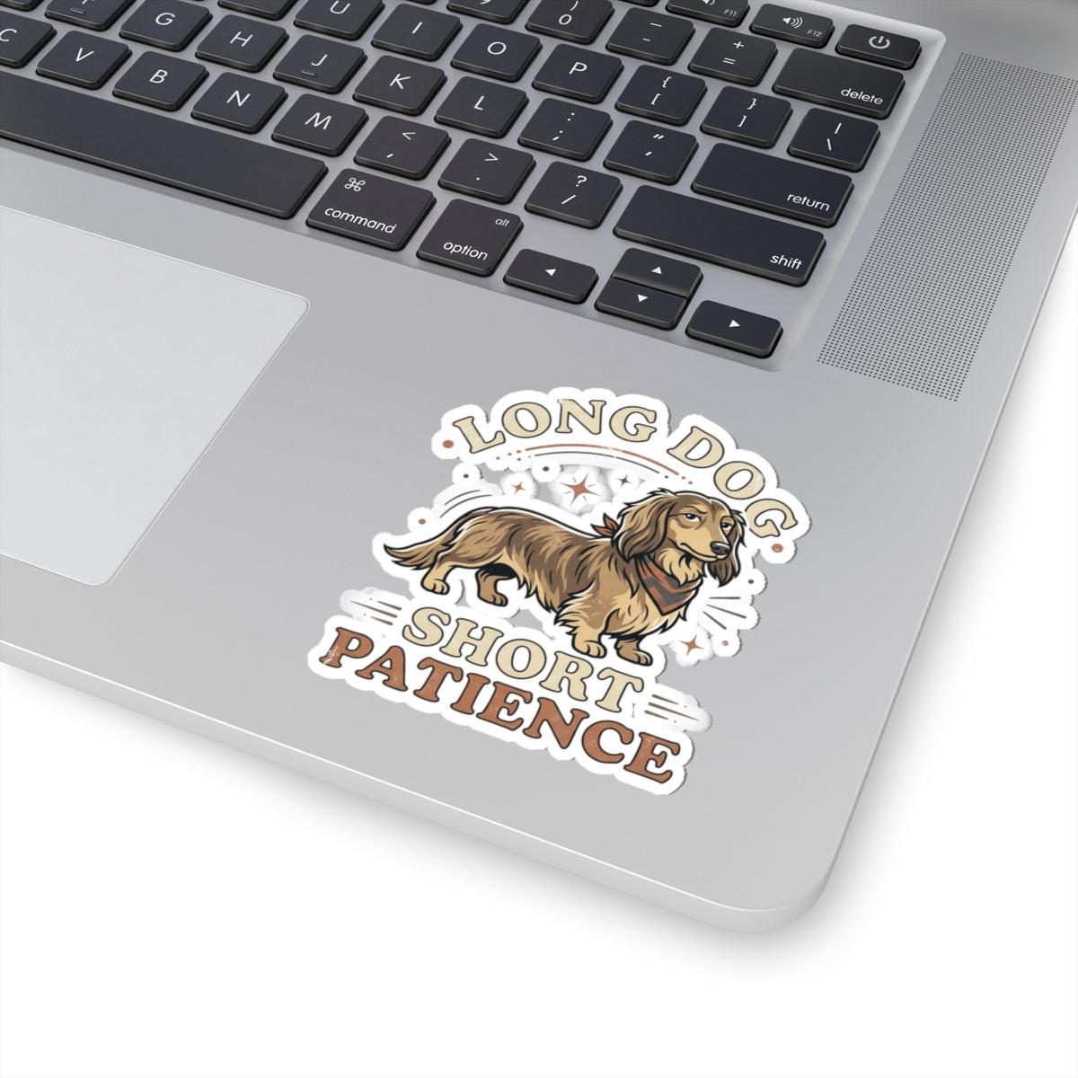Long Dog Short Patience Sticker — Dachshund Kiss-Cut Vinyl Sticker