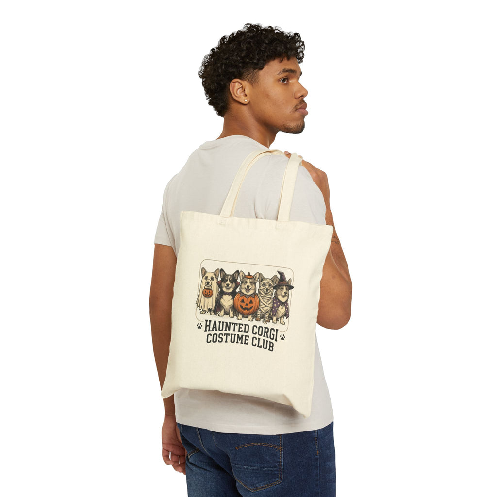 Halloween Corgi Tote — "Haunted Corgi Costume Club" Canvas Tote Bag