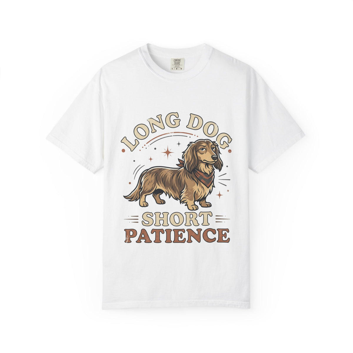 Dachshund Tee — "Long Dog, Short Patience" Graphic T-Shirt