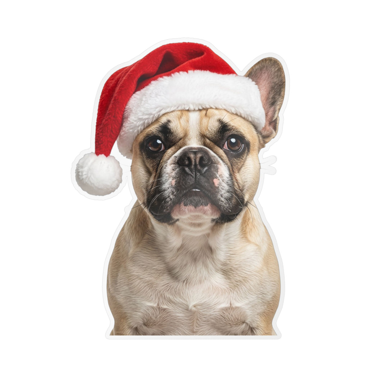 Personalized Dog Christmas Sticker — Santa Hat Kiss-Cut Vinyl Decal