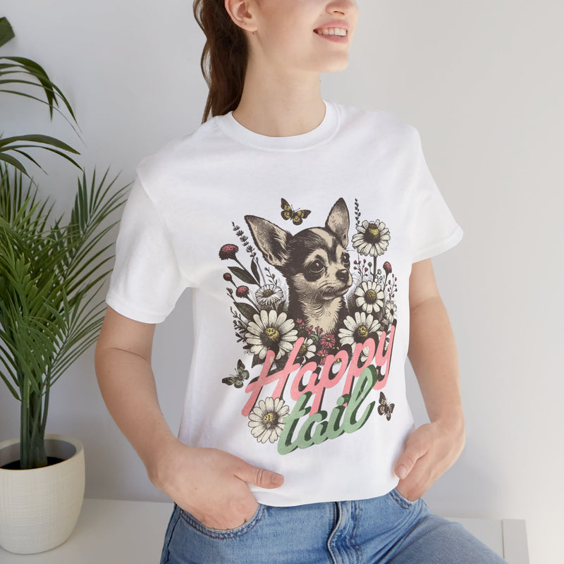Happy Tail Chihuahua T-Shirt — Floral Dog Graphic Tee