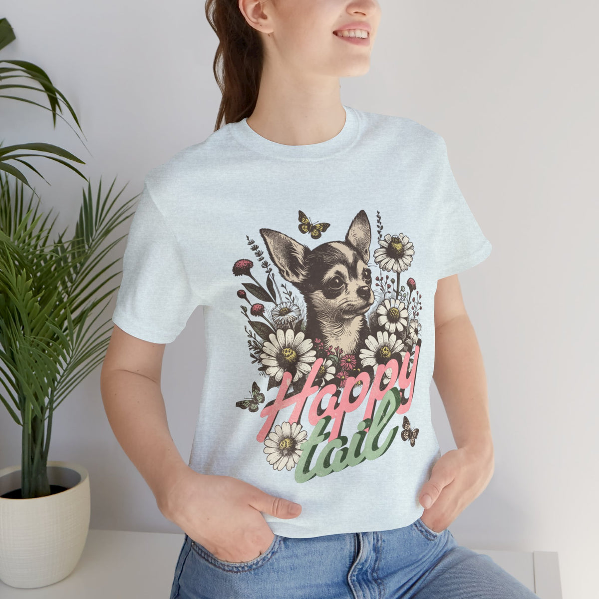 Happy Tail Chihuahua T-Shirt — Floral Dog Graphic Tee