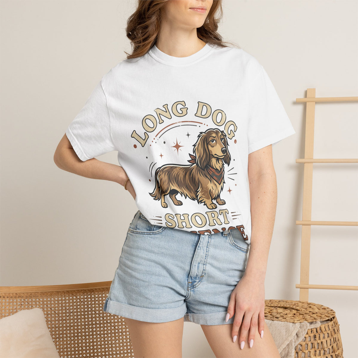 Dachshund Tee — "Long Dog, Short Patience" Graphic T-Shirt