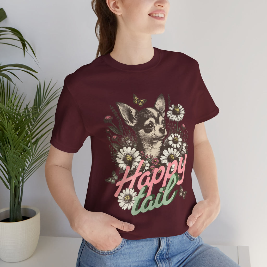 Happy Tail Chihuahua T-Shirt — Floral Dog Graphic Tee