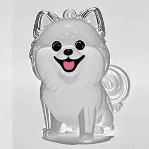 Clear plastic dog-shaped mold on a white background